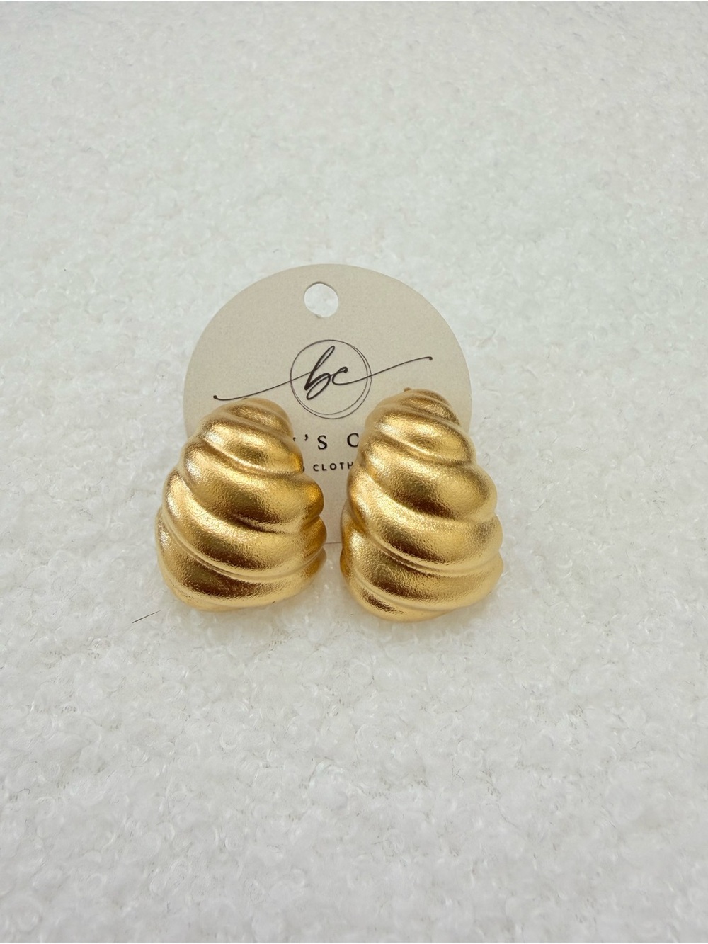 Gold Sculpted Ripple Dome Clip-On Earrings